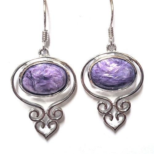 Charoite Wire Earrings 6 - Copper Canyon Lapidary & Jewelry