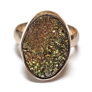 Rainbow Pyrite Ring in Sterling Silver 11