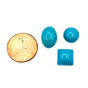 Cab433 - Sleeping Beauty Turquoise Cabochons from Globe, Arizona.  This three stone parcel weighs 11.75 ct.