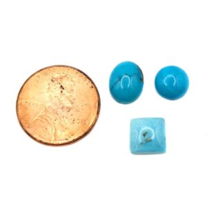 Cab434 - Sleeping Beauty Turquoise Cabochons from Globe, Arizona.  This three stone parcel weighs 6.50 ct.